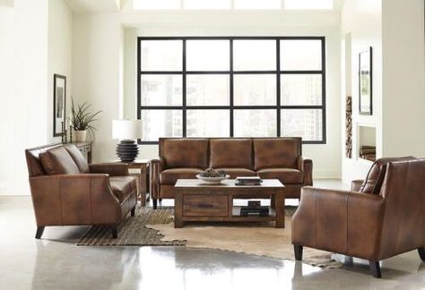 Buy It Now, New, Shipping Cost: Freight - Check the item description or , 30 day returns Brown Leather Chairs, Brown Armchair, Modern Farmhouse Home, Leather Sofa Set, Inspire Me Home Decor, Leather Living Room Set, Brown Sofa, Coaster Furniture, Living Room Set