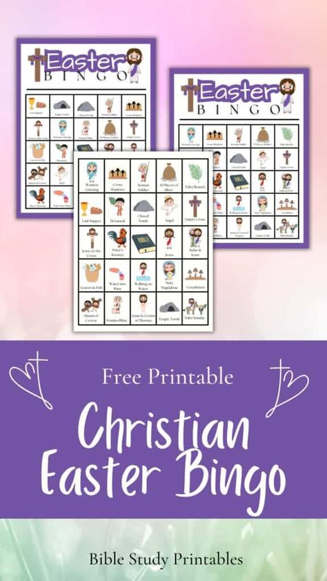 Religious Easter Bingo Cards are a great way to keep Jesus at the center of this fun holiday celebration! Download these free religious Easter bingo cards and use them during your Easter celebrations! Christian Easter Bingo Free Printable, Easter Sunday School Games, Christian Easter Games, Christian Easter Printables, Bingo Printable Free, Easter Bingo Cards, Friendship Celebration, Fun Easter Games, Easter Bingo