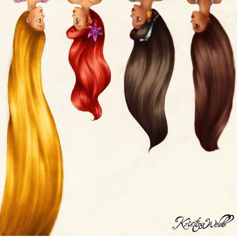 Awesome Disney princesses drawing Upside Down Hair Drawing, Upside Down Hair, Kristina Webb Drawings, Kristina Webb Art, Kristina Webb, Disney Princess Hairstyles, Hanging Upside Down, Disney Hair, Prințese Disney