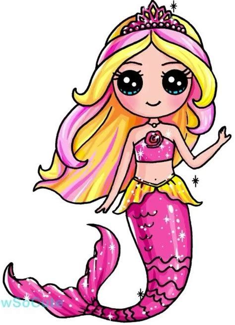 Pin By Mariela MC On Drawing | Kawaii Girl Drawings, Cute Easy Mermaid Drawing, Doodles Kawaii, Lukisan Landskap, Kawaii Girl Drawings, Barbie Mermaid, Mermaid Cartoon, Barbie Drawing, Arte Do Kawaii, Kawaii Disney