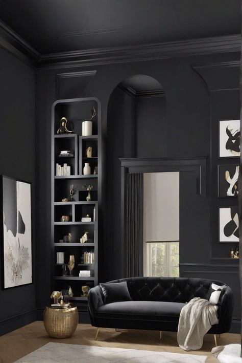 bedroom decor,interior design services,home painting service,decorating ideas for living room Black Bedroom Paint Colors, Black Magic Sherwin Williams, Sw Black Magic, White Dove Cabinets, Colors For Bedroom, Trendy Paint Colors, Paint Guide, Bedroom Gym, Benjamin Moore White