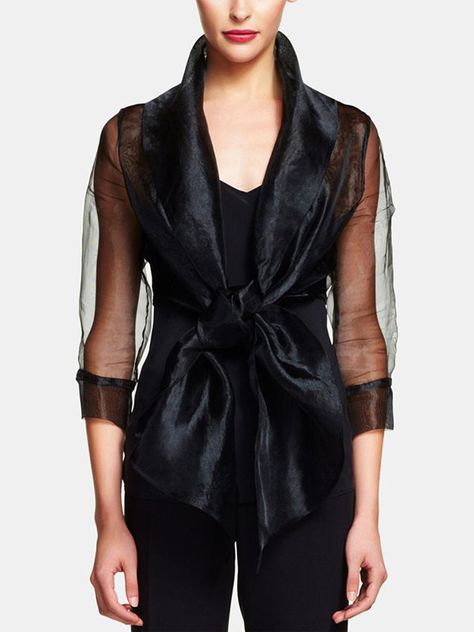 Buy Blouses and Shirts For Women from Koandaily at Stylewe. Online Shopping Stylewe Elegant Black Women Blouses And Shirts Tie Neck Organza Elegant Solid Party Blouses And Shirts, The Best Party Blouses and Shirts. Discover unique designers fashion at Stylewe Organza Outfit, Organza Jacket, Sheer Jacket, Evening Wraps, Wrap Jacket, Evening Jackets, Organza Fabric, Adrianna Papell, Black Top