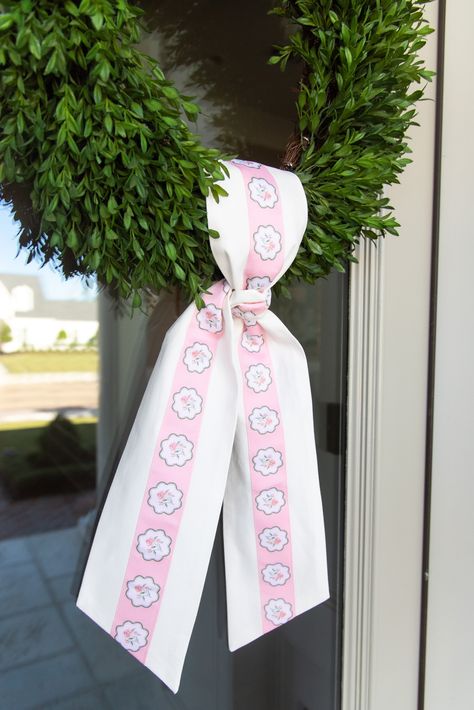 FINAL SALE We are so excited to bring back this customer favorite - The Riley Sheehey Wreath Sash. We have long admired the artwork of Sheehey, a watercolor artist and textile designer and our founder and Interior Designer, Colleen Waguespack has used her art in projects before. We adore her whimsical yet feminine style and have added her colorful botanical grosgrain ribbon in two color ways to our wreath sashes. Details to Note Wreath sash measures 52" x 4.5" Recommend cleaning: Shake out dirt Riley Sheehey, Wreath Sash, Monogram Bow, Baby Wreath, Baby Door, Textile Designer, Ribbon Wreath, Diy Ribbon, Wreath Bow