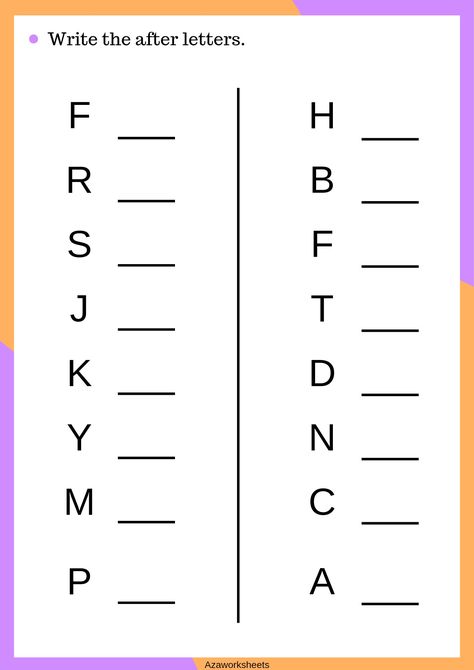 After letters worksheets for preschoolers || preschoolers worksheets || worksheet for toddlers || kids activities worksheets || preschool activity sheets || nursery worksheets || alphabets practice worksheets || alphabets worksheets || alphabets Alphabets Worksheet For Nursery, After Letter Worksheet, Jr Kg Worksheets, English Worksheets For Kindergarten Letter Recognition, Nursery Worksheets Preschool, Prenursery Worksheet, Jr Kg English Worksheet, Lkg Worksheets Activities English, Preschool Writing Printables