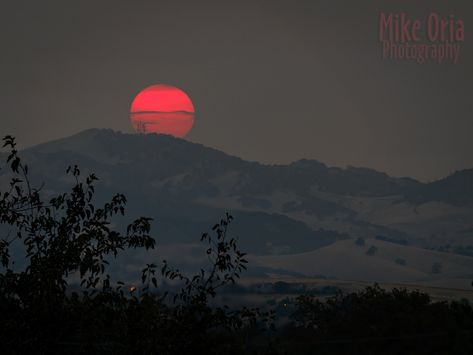 https://flic.kr/p/NWpib7 | Red Sun & Diablo | Red Sun drops behind Mt. Diablo  Massive and sustained wildfires to the north and south were responsible for the series of red sunsets in the area. In addition to the scatter effect on the appearance of the sun, they caused the skies to look much darker than usual. Red Sun Painting, Red Sun Aesthetic, Scorched Earth, Dark Mountains, Sun Aesthetic, Sun Painting, Sun Photo, Sunset Background, Red Sunset