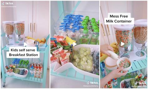 Montessori Snack Station, Cereal Station, Lunch Station, Diy Breakfast Bar, Breakfast Station, Kid Friendly Breakfasts, Kids Cereal, Snack Station, Diy Breakfast