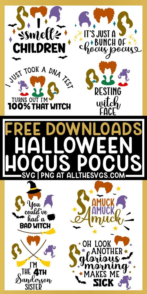 Hocus Pocus Decorations, Hocus Pocus Svg, Hocus Pocus Party, Cricut Svg Files Free, Sanderson Sisters Hocus Pocus, Halloween Hocus Pocus, Hallowen Ideas, Cricut Halloween, Halloween Fonts