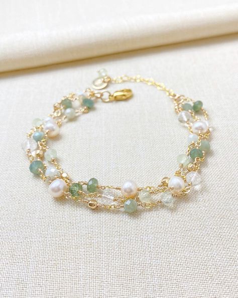 Marsh Creek - Southern Coastal Inspired Jewelry – Marshcreekjewelry Green Handmade Jewelry, Layered Beaded Bracelets, Prehnite Crystal, Green Apatite, Jewellery Gemstone, Green Beaded Bracelets, Layered Bracelet, Green Bracelet, Gelang Manik