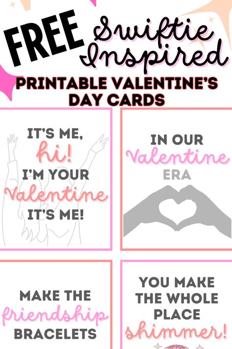 Free Printable Taylor Swift Inspired Valentine's Day Cards - Eat, Drink, and Save Money Free Printable Taylor Swift Valentines, Taylor Swift Valentines Day Cards Printable, Free Taylor Swift Printables, Free Valentines Day Printables For Kids, Taylor Swift Free Printables, Taylor Swift Valentines Day Cards, Taylor Swift Valentines Day, Taylor Swift Valentines, Free Printable Valentines Day Cards