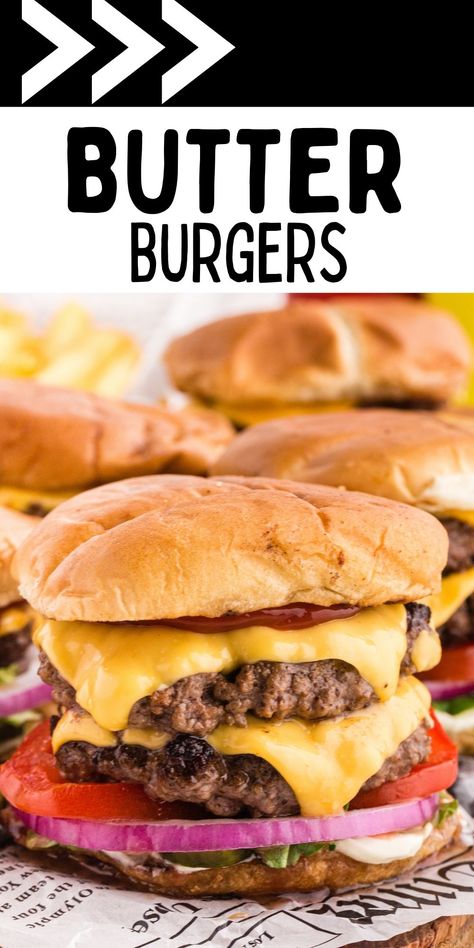 Cheeseburgers Recipes Burgers, Butter Smash Burgers, Butter Burgers Recipe, Butter Burgers On The Grill, Quick Burger Recipes, Culvers Butter Burger Recipe, Hamburger Recipes Burgers, Carnavor Recipes, Frisco Burger