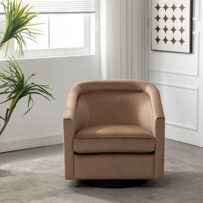 Barrel Swivel Chair, Brown Accent Chair, Swivel Chair Living Room, Swivel Barrel Chair, Swivel Accent Chair, Brown Velvet, Barrel Chair, Cool Chairs, Furniture Legs