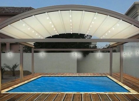 Swimming pool shades in Dubai Swimming Pool Shade Ideas, Pool Shade Ideas, Pool Canopy, Featured Cover, Pool Shade, Shade Ideas, Pool Covers, Modern Pool, Sun Screen