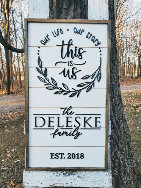 Shiplap Sign, Established Family Signs, Established Sign, Extreme Makeover, Last Name Sign, Gallery Wall Living Room, Raised Letters, Sign Making, Family Name Sign