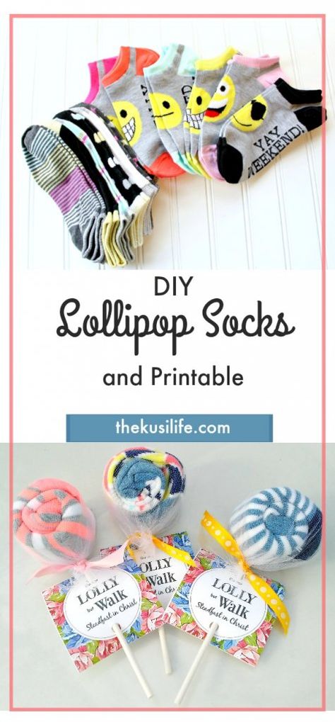 Create a cute lillipop sock gift/DIY Lollipop Socks and free printable/ thekusilife.com Sock Ideas Gift, Creative Ways To Give Socks As A Gift, Gifting Socks Ideas, Socks As Gifts Ideas, Cupcake Socks How To Make, Wrap Socks As A Gift, How To Wrap Socks, Socks Gift Wrapping Ideas, How To Wrap Socks As A Gift