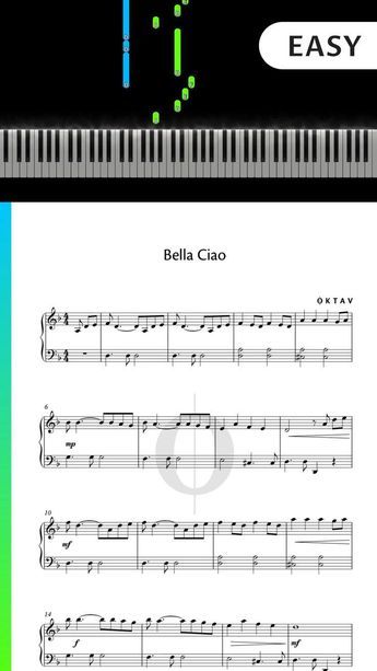 Bella Ciao Piano, Piano Songs Sheet Music, Piano Tutorials Songs, Piano Songs For Beginners, Piano Music Easy, Keyboard Lessons, Piano Lessons For Beginners, Piano Notes Songs, Piano Music Lessons