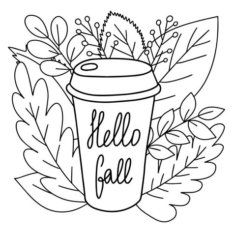 Coffee Coloring Pages, Free Fall Coloring Pages, Coffee Mug To Go, Autumn Coloring Pages, Fall Acorns, Fall Coloring, Bible Verse Coloring, Pumpkin Coloring Pages, Coloring Calendar