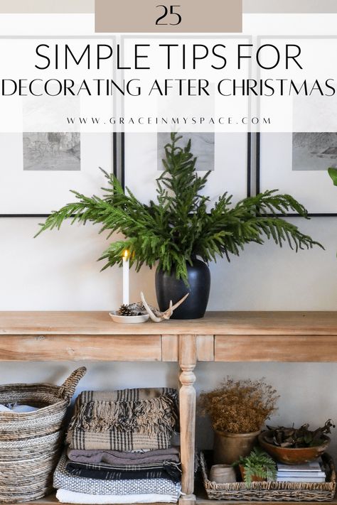 Winter decor can feel bland after a full house for the holidays. It can be jarring, like two extremes after all the Christmas decor comes down. But the transition to winter decor doesn’t have to be complicated. Here are 25 simple tips for how to decorate after Christmas for an easy transition. Post Holiday Decorating, Winter Decor Post Christmas, Christmas Lights In Living Room All Year, Transition Christmas To Winter Decor, Winter But Not Christmas Decor, Home Decor Lake House Interior Ideas, Early Winter Decor, Winter Decor After Christmas House, Taking Down Christmas Decor