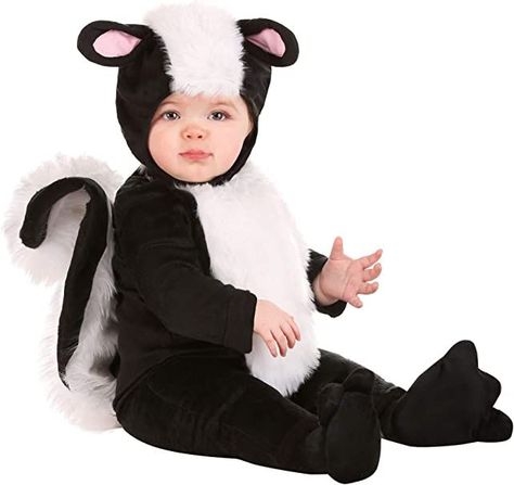 Infant Skunk Costume Baby Skunk Outfit with Tail and Hood #Halloween #Fall Skunk Costume Baby, Baby Boy First Halloween Costume, Baby Skunk Costume, Skunk Costume, Baby Skunk, Striped Skunk, Infant Costume, Baby Skunks, First Halloween Costumes