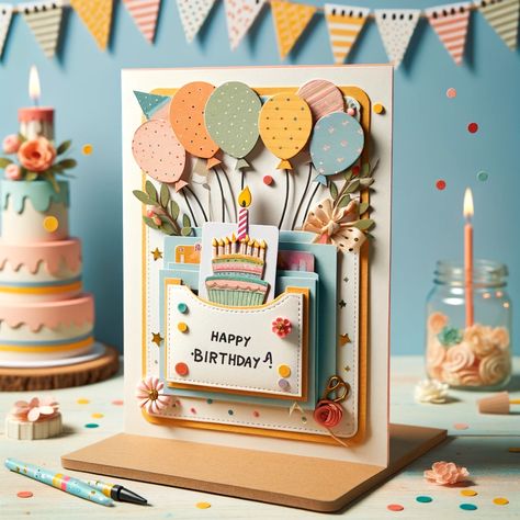 Bday Gift For Teacher, Cool Cards To Make, Diy Pop Up Cards Birthday, Best Friend Birthday Cards, Happy Birthday Cards Handmade, Happy Birthday Cards Diy, Birthday Card Ideas, Creative Birthday Cards, Birthday Card Drawing