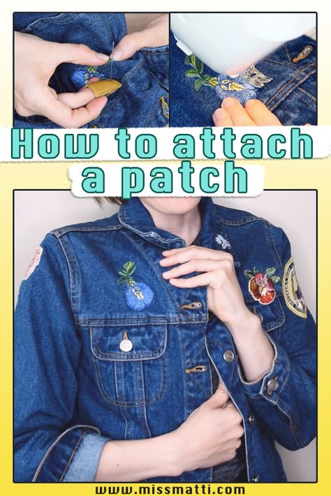 Want to learn how to sew on a patch to a jacket, backpack or any other garment? In this tutorial, I am showing you how to attach a patch by using a sewing machine, as well as sewing by hand. How To Sew On A Patch By Hand, How To Sew Patches On Jackets, Sewing On Patches By Hand, Sewing Patches On Jackets, How To Sew On A Patch, Diy Patch Jacket, How To Sew On Patches, How To Sew Patches, Sewing By Hand