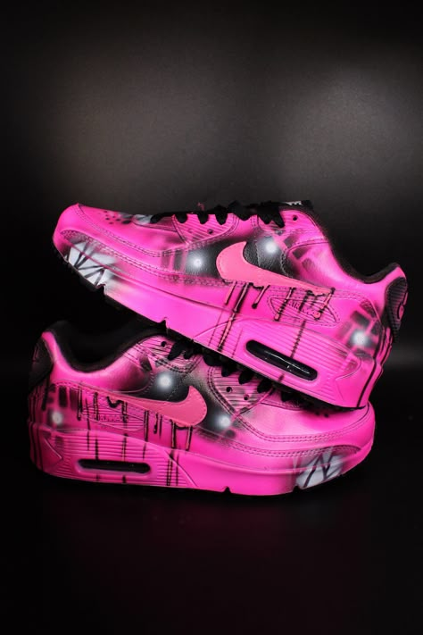 Original Nike Air Max 90 Leather  Customized as seen in the Pictures Handpainted with specific leather Colours that will last forever on the shoes  Availlable in all sizes Nike Air Max 90 Pink, Air Max 90 Pink, Color Changing Shoes, Nike Shoes Women Fashion, Air Max 90 Leather, Pink Nike Shoes, Custom Nike Air, Futuristic Shoes, Air Force Shoes