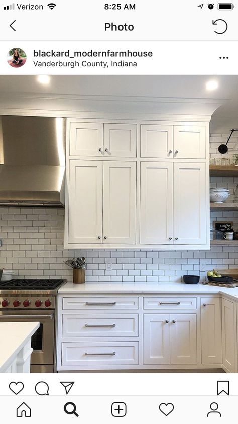 Stacked Cabinets, Kitchen Soffit, Design My Kitchen, Kitchen 2020, Upper Kitchen Cabinets, Home Building Tips, Condo Kitchen, Real Kitchen, Kitchen Backsplash Designs