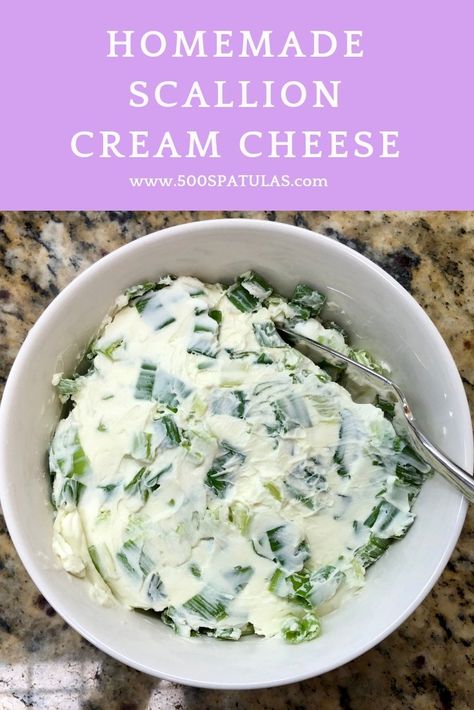 Scallion Cream Cheese Recipe, Scallion Cream Cheese, Cream Cheese Spread Recipes, Bagel Spread, Flavored Cream Cheeses, Homemade Sauce Recipes, Delicious Appetizer Recipes, Cream Cheese Spreads, Spread Recipes