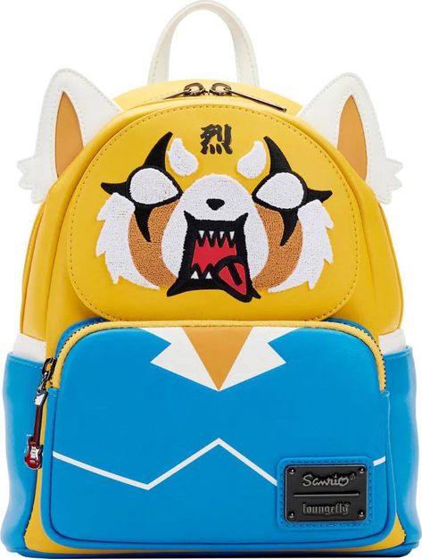 Sanrio Aggretsuko, Funny Bags, Work Supplies, Mini Mochila, Two Face, Print Embroidery, Loungefly Bag, Zipper Charms, Loungefly Disney