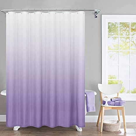 AmazonSmile: JINCHAN Ombre Shower Curtain Lilac for Bathroom Waterproof Gradual Color Design Fabric Shower Curtain Hooks Included with Rings 72 inch Long One Panel : Home & Kitchen Ombre Shower Curtain, Purple Shower Curtain, Insulated Drapes, Cute Shower Curtains, Pink Shower Curtains, Pink Showers, Bathtub Decor, Stall Shower Curtain, Modern Shower Curtains