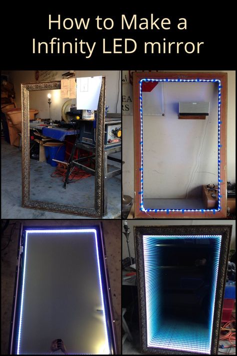 Have you got a big mirror that you don’t actually use? Why not turn it into an infinity LED mirror? See DIYer Brent Garrison's detailed guide to making an infinity mirror in this article. Infinity Mirror Table, Infinity Mirror Diy, Led Infinity Mirror, Lights Around Mirror, Infinity Table, Infinity Lights, Deco Led, Led Projects, Mirror Room