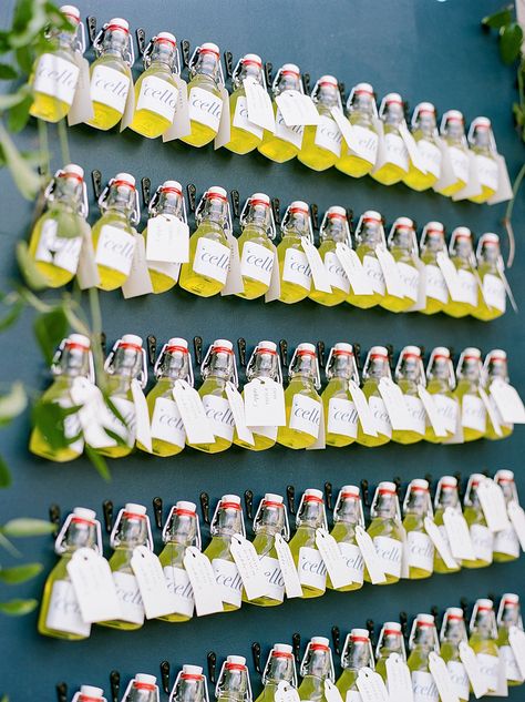 Limoncello Shots Wedding, Limoncello Wall Wedding, Limoncello Wall, Wedding Drink Wall, Shot Wall Wedding, Cork Wedding Ideas, Cocktail Hour Drinks, Edgy Bridal, Drink Display