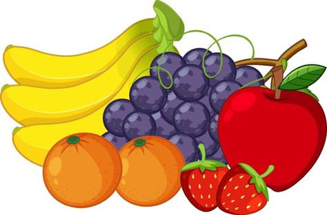 Fruit Clipart, Basket Drawing, Fruits Drawing, Fruits For Kids, Cute Couple Comics, Fruits Images, Hand Lettering Art, Fruit Illustration, Colorful Fruit