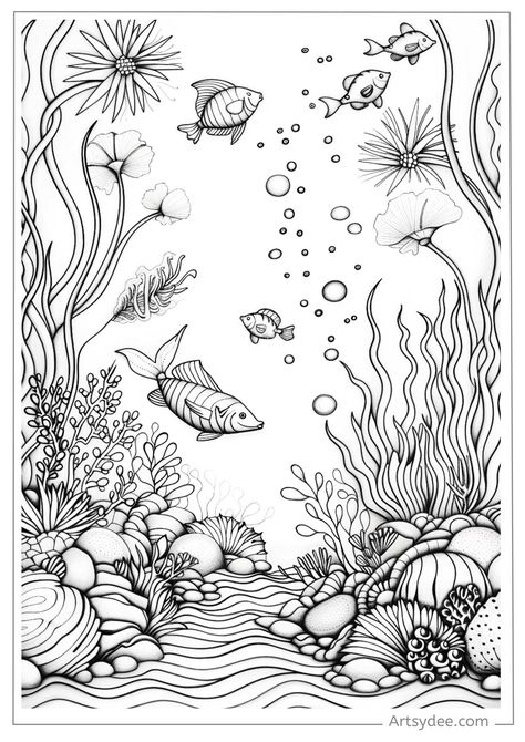 Obsessed with the Ocean? 🌊 Dive Into 30+ FREE Printable Ocean Coloring Pages (PDF) That Will Leave You Swimming in Creativity! - Artsydee - Drawing, Painting, Craft & Creativity Sea Creatures Drawing Ocean, Under Sea Drawing, Ocean Drawing Ideas, Printable Ocean Coloring Pages, Draw Ocean, Under The Sea Drawings, Sea Creatures Drawing, Dad Drawing, Ocean Coloring Pages