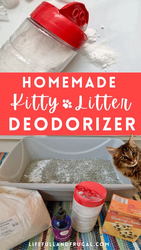 Homemade Kitty Litter, Essential Oils For Litter Box Odor, Cat Litter Box Odor Control, Diy Litter Box Deodorizer, Homemade Litter Boxes Diy, Homemade Cat Litter Boxes, Litter Smell Hacks, Discrete Litter Box Diy, Natural Cat Litter Deodorizer