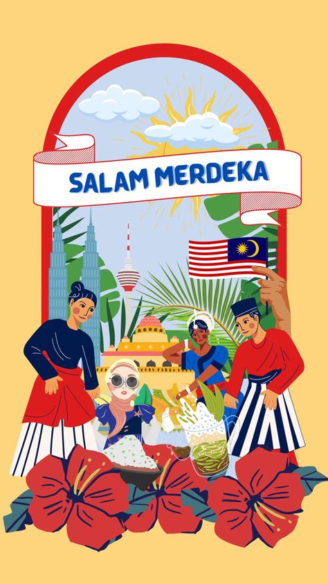 Idea Poster Kemerdekaan Malaysia, Malaysia Travel Poster, Poster Merdeka 2024, Malaysia Day Poster Design, Malaysia National Day Poster, Poster Visit Malaysia, Merdeka Poster Drawing, Merdeka Decoration Idea, Merdeka Sale Design