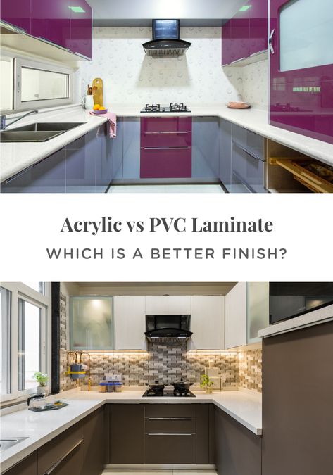 pvc-laminate-vs-acrylic-design-for-kitchen Acrylic Sheets For Kitchen Cabinets, Pvc Modular Kitchen Design, Pvc Furniture Kitchen, Acrylic Sheets For Kitchen, Pvc Kitchen Cabinets Design, Acrylic Kitchen Cabinets Colors, Acrylic Sheet Design, Cabnits Kitchen, Pvc Laminate