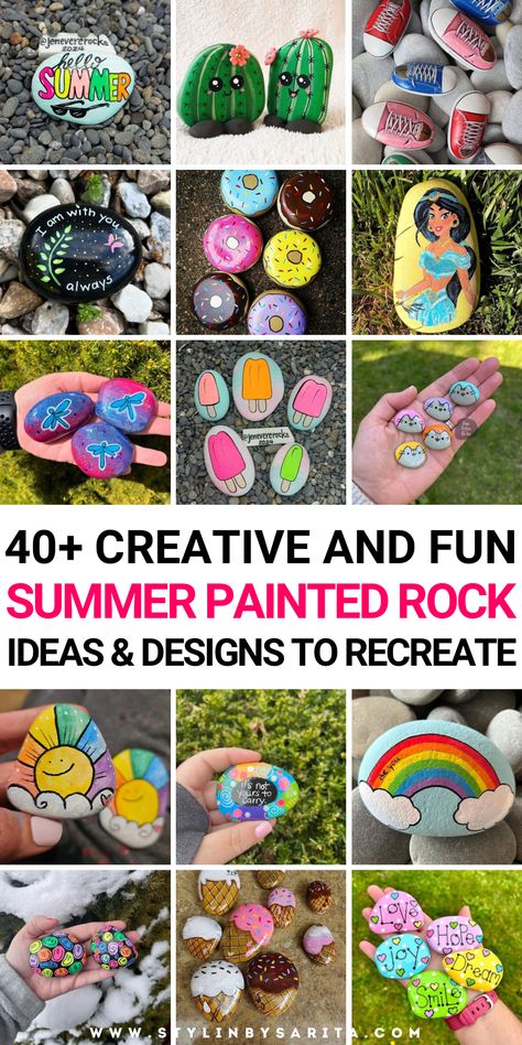 rock painting ideas Rock Painting Ideas For Adults, Painted Rock Gardens, Rock Garden Ideas For Kids, Dino Rock Painting, Paint Rocks For Garden, Rock Painting Ideas Heart Shaped Rocks, Decorating Rocks Ideas, Painted Rock Garden Landscaping, Painting Small Rocks