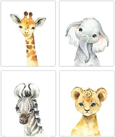 Animal Nursery Pictures, Jungle Theme Nursery, Safari Baby Animals, Poster Baby, Nursery Pictures, Safari Animals Nursery, Baby Animal Nursery, Watercolor Nursery, Safari Nursery Decor