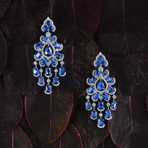 Raymond Chandler's heroine in The Long Goodbye has eyes that are "cornflower blue," and we can only imagine what she would look like with these in her ears. A stunning pair of sapphire and diamond earrings, total weight of the 36 sapphires just over 36 carats.#chatila #earrings #sapphireearrings #chatilajewels Indigo Jewelry, Classic Diamond Earrings, Long Goodbye, White Diamond Jewelry, The Long Goodbye, Sapphire And Diamond Earrings, Diamond Jewelry Designs, Classy Jewelry, Jewellery Ideas