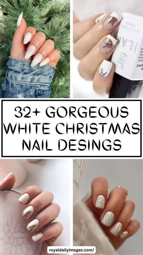 Elevate your holiday spirit with these 32+ whimsical white Christmas nail ideas for 2023. From snowflakes to shimmer, find the perfect nail inspo for a magical season! White Christmas Manicure, Holiday White Nails, Holidays Nails Winter, Holiday Snowflake Nails, Christmas Nails 2023 French, Christmas Nail 2023, Holiday Nail Inspo 2023, Silver And White Christmas Nails, Silver Christmas Nail Designs