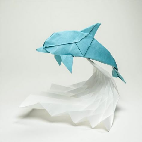 Origami Dolphin, Dragon Origami, Origami Birds, Origami Diagrams, Origami Dragon, Folding Origami, Instruções Origami, Paper Craft Ideas, Origami 3d