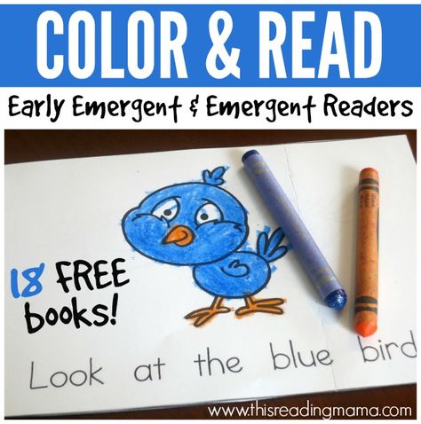 Color and Read Books - 18 FREE Printable Early Emergent and Emergent Readers.  #kindergarten Emergent Literacy, Sight Word Books, Preschool Literacy, Sight Words Kindergarten, Sight Word Practice, Early Reading, Emergent Readers, Kindergarten Literacy, Education Kindergarten