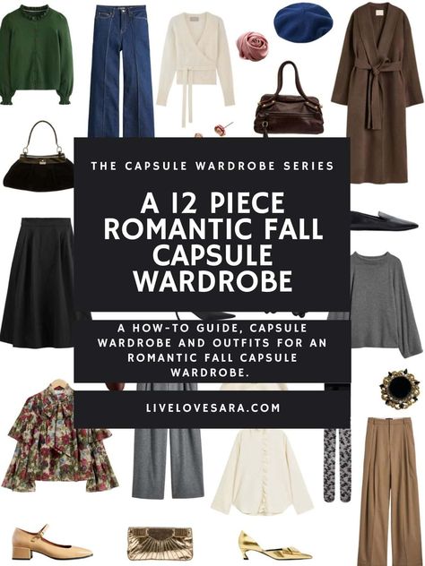 A 12 Piece Romantic Style Fall Capsule Wardrobe - livelovesara Feminine Capsule Wardrobe, Kibbe Romantic, Fall Wardrobe Essentials, Fall Capsule Wardrobe, Wardrobe Outfits, Fall Essentials, Style Fall, Mood Board Fashion, Fall Style