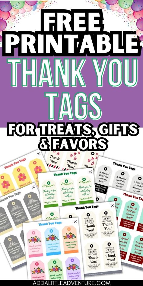 Free Printable Thank You Tags for Treats, Gifts, & Favors Cake Pop Tags Free Printable, Birthday Goody Bag Tags Free Printable, Cricut Thank You Tags, Free Thank You Printables, Thank You Gift Tags Free Printable, Thank You Tags Printable Free, Small Thank You Gift Ideas, Free Printable Favor Tags, Printable Tags Template