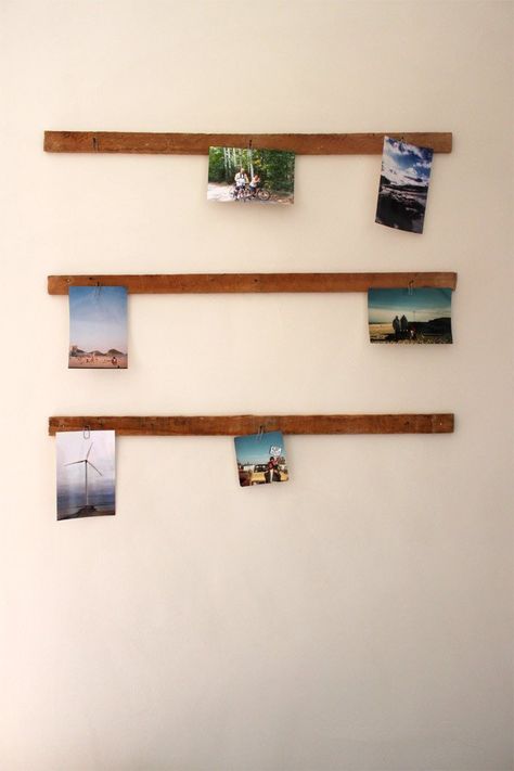 Julie & Jesper's Musical Scandi-Canadian Nest House Tour | Apartment Therapy Okinawa House, Postcard Display, Wood Nails, Photo Wall Decor, Simple Photo, Photo Display, Hanging Photos, Picture Hanging, Hanging Pictures