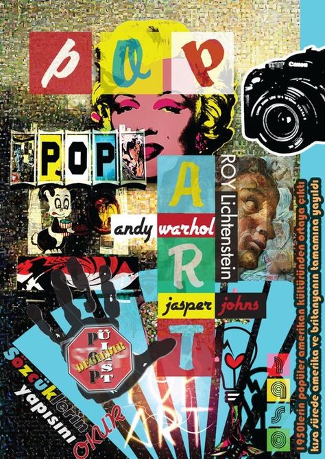 Pop_Art_by_Nitrogliserin Kunst Collages, Pop Art Collage, Art Du Collage, Jasper Johns, Power Pop, Roy Lichtenstein, Art Populaire, Art Pop, Arte Pop