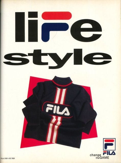 FILA 90s Lifestyle, Sports Ads, Fila Sportswear, College Project, Typographic Posters, Ad Photography, Fila Vintage, Retro Sport, Retro Brand