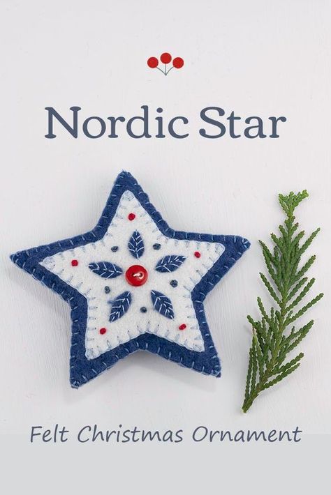 Star Felt Ornament Free Pattern, Diy Christmas Ornaments Felt Hand Sewn, Norwegian Felt Ornaments, Nordic Felt Ornaments, Simple Felt Ornaments Diy, Swedish Felt Ornaments, Star Felt Ornament, Wool Applique Christmas Ornaments, Scandinavian Felt Christmas Ornaments