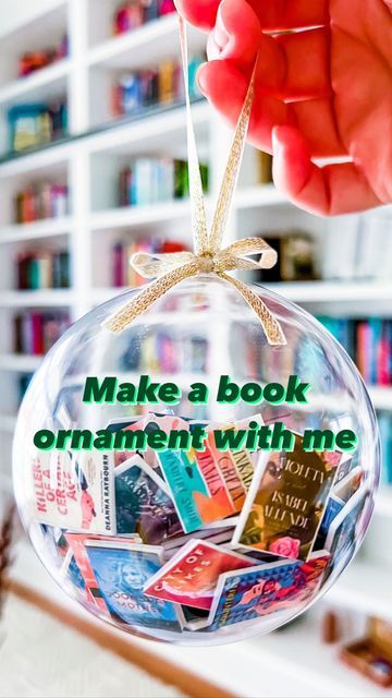 Book Filled Ornament, Plastic Globe Ornament Ideas, Book Lover Ornament Diy, How To Make Book Ornaments, Diy Mini Book Ornament, Tiny Book Ornament Diy, Diy Book Club Ornament, Book Christmas Ornaments Diy, Book Club Ornament Diy