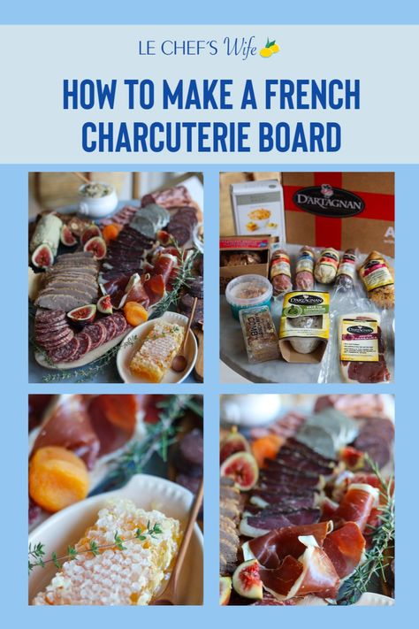 The French call it a "planche de charcuterie" while the Italians refer to it as an antipasto platter. - Jambon de Bayonne (Prosciutto is great if you can't find jambon de bayonne) - Saucisson sec (can be made of pork, boar, duck) - Pork rillettes - Pâté de campagne - Foie gras - Smoked duck breast Check out the blog for more tips on how to make the most delicious French charcuterie board. Authentic French Recipes, French Entertaining, French Charcuterie Board, Chef Husband, French Charcuterie, French Side Dishes, Smoked Salmon Canapes, French Cheese Board, Perfect Charcuterie Board